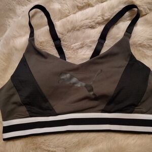 Puma Women's Black and Gray Sports Bra